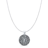 Tree Of Life & Star Pendant Oxidized Cable Chain Necklace 925 Sterling Silver
