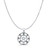 Celtic Star & Moon Phases Pendant Oxidized Box Chain Necklace 925 Sterling Silver