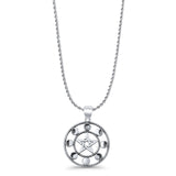 Celtic Star & Moon Phases Pendant Oxidized Rope Chain Necklace 925 Sterling Silver
