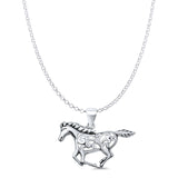 Horse Pendant Oxidized Rolo Chain Necklace 925 Sterling Silver