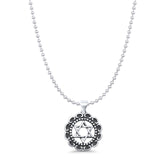 Star Of David Pendant Oxidized Bead Chain Necklace 925 Sterling Silver