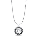 Star Of David Pendant Oxidized Rope Chain Necklace 925 Sterling Silver