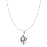 Unicorn Pendant Oxidized Cable Chain Necklace 925 Sterling Silver
