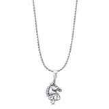 Unicorn Pendant Oxidized Rope Chain Necklace 925 Sterling Silver
