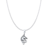 Unicorn Pendant Oxidized Rolo Chain Necklace 925 Sterling Silver
