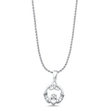 Claddagh & Triquetra Pendant Oxidized Rope Chain Necklace 925 Sterling Silver