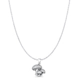 Mushrooms Pendant Oxidized Cable Chain Necklace 925 Sterling Silver