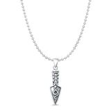 Snake & Arrowhead Knife Pendant Oxidized Bead Chain Necklace 925 Sterling Silver