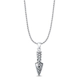 Snake & Arrowhead Knife Pendant Oxidized Rope Chain Necklace 925 Sterling Silver