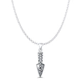 Snake & Arrowhead Knife Pendant Oxidized Rolo Chain Necklace 925 Sterling Silver