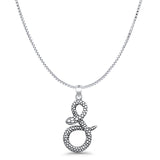 Snake Pendant Oxidized Box Chain Necklace 925 Sterling Silver