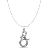 Snake Pendant Oxidized Cable Chain Necklace 925 Sterling Silver