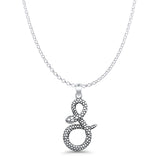Snake Pendant Oxidized Rolo Chain Necklace 925 Sterling Silver
