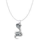 Cobra Snake Pendant Oxidized Cable Chain Necklace 925 Sterling Silver