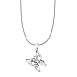 Butterfly Pendant Oxidized Filigree Snake Chain Necklace 925 Sterling Silver