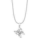 Butterfly Pendant Oxidized Filigree Rope Chain Necklace 925 Sterling Silver