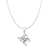 Butterfly Pendant Oxidized Filigree Rolo Chain Necklace 925 Sterling Silver