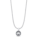 Lotus Pendant Oxidized Rope Chain Necklace 925 Sterling Silver