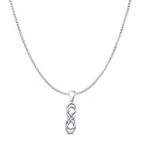Double Infinity Pendant Oxidized Box Chain Necklace 925 Sterling Silver