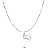 Axe Pendant Oxidized Box Chain Necklace 925 Sterling Silver
