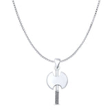Double Headed Axe Pendant Oxidized Box Chain Necklace 925 Sterling Silver