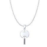 Double Headed Axe Pendant Oxidized Bead Chain Necklace 925 Sterling Silver