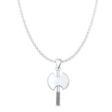 Double Headed Axe Pendant Oxidized Rolo Chain Necklace 925 Sterling Silver