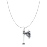 Celtic Axe Pendant Oxidized Cable Chain Necklace 925 Sterling Silver