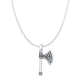 Celtic Axe Pendant Oxidized Rolo Chain Necklace 925 Sterling Silver