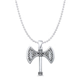  Double Headed Celtic Axe Pendant Necklace