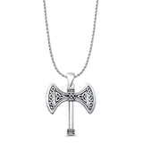  Double Headed Celtic Axe Pendant Necklace
