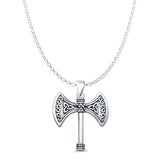  Double Headed Celtic Axe Pendant Necklace