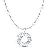 Roman Numerals Pendant Oxidized Box Chain Necklace 925 Sterling Silver