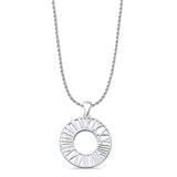 Roman Numerals Pendant Oxidized Rope Chain Necklace 925 Sterling Silver