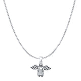 Jesus Wings Pendant Oxidized Box Chain Necklace 925 Sterling Silver
