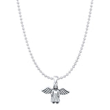 Jesus Wings Pendant Oxidized Bead Chain Necklace 925 Sterling Silver