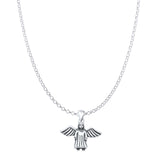 Jesus Wings Pendant Oxidized Rolo Chain Necklace 925 Sterling Silver