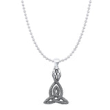 Celtic Knot Snakes Pendant Oxidized Bead Chain Necklace 925 Sterling Silver