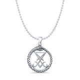 Lucifer Sigil Pendant Oxidized Bead Chain Necklace 925 Sterling Silver