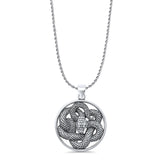 Twisted Snake Pendant Oxidized Rope Chain Necklace 925 Sterling Silver