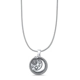 Moon & Stars Pendant Oxidized Snake Chain Necklace 925 Sterling Silver