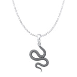 Snake Pendant Oxidized Rolo Chain Necklace 925 Sterling Silver