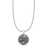 Sun, Moon & Snake Pendant Oxidized Snake Chain Necklace 925 Sterling Silver