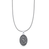 Snake & Moon Pendant Oxidized Snake Chain Necklace 925 Sterling Silver