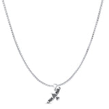 Celtic Bird Pendant Oxidized Box Chain Necklace 925 Sterling Silver