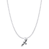 Celtic Bird Pendant Oxidized Bead Chain Necklace 925 Sterling Silver