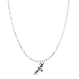 Celtic Bird Pendant Oxidized Rolo Chain Necklace 925 Sterling Silver