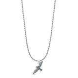 Celtic Bird Pendant Oxidized Rope Chain Necklace 925 Sterling Silver