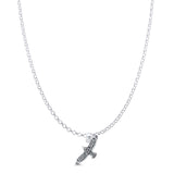 Celtic Bird Pendant Oxidized Rolo Chain Necklace 925 Sterling Silver