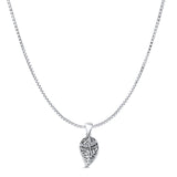 Leaf & Dragonfly Pendant Oxidized Box Chain Necklace 925 Sterling Silver